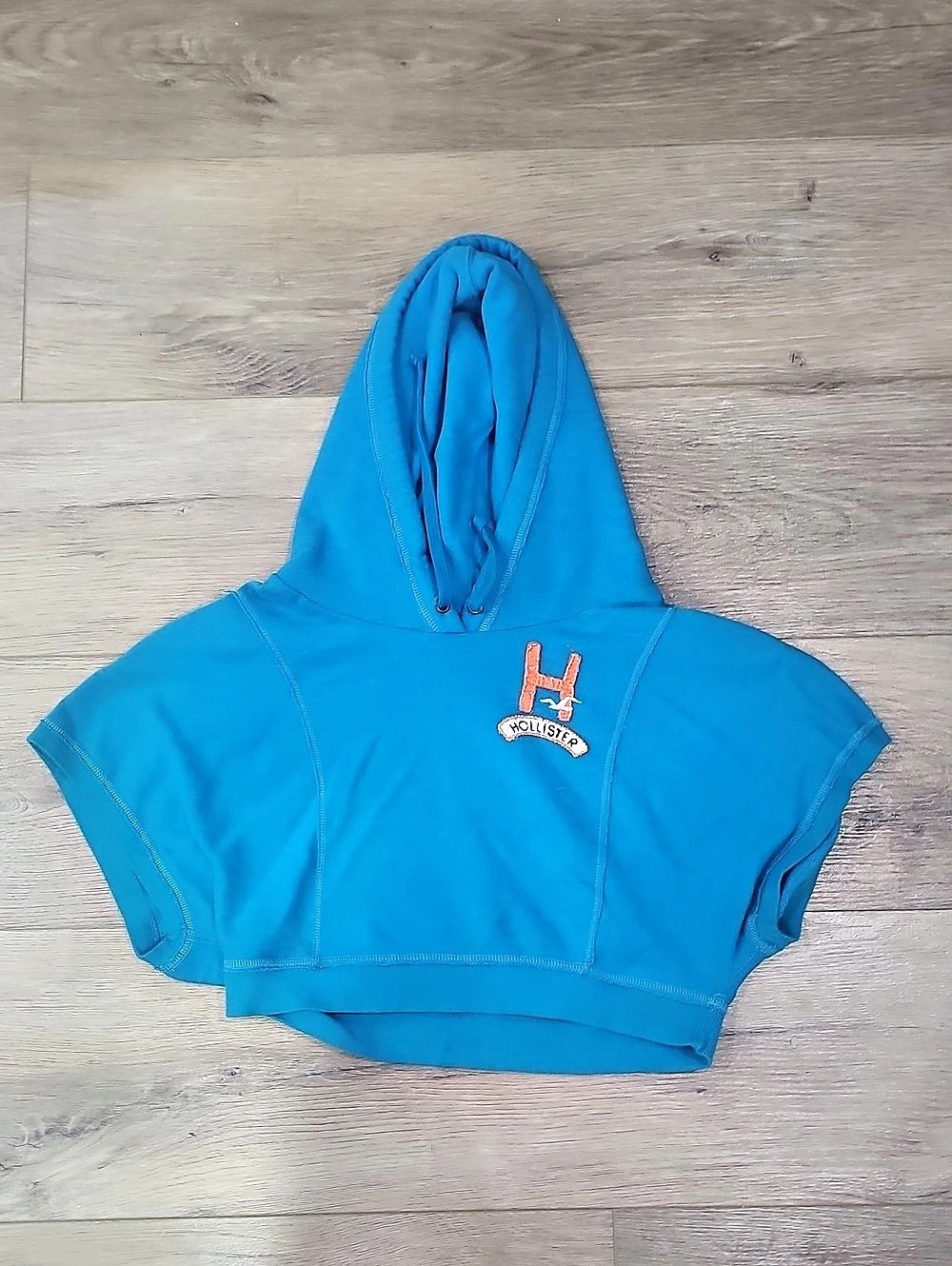 Hollister Blue Short Sleeve Hoodie Size Small